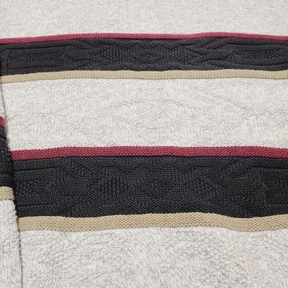 VINTAGE HAMPTON BAY Sweater Mens Large Beige Striped Grandpa Made In USA 90's - Picture 2 of 7